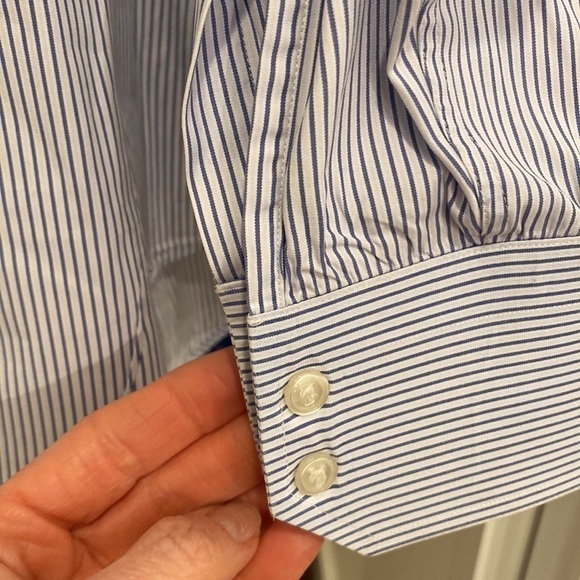 Mens Hugo Boss regular fit blue pin stripe white shirt size 17.5/34/35 - Picture 4 of 6